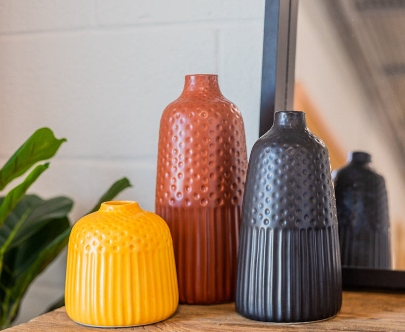 Juno Embossed Stoneware Vase