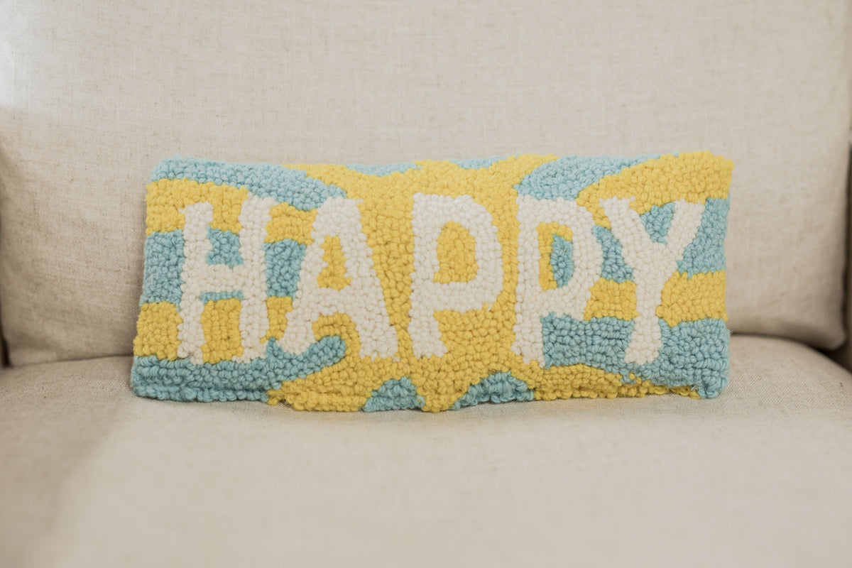 "Happy" Hook Pillow