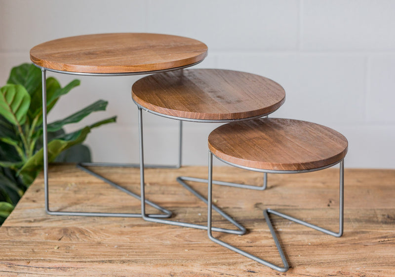 Round Wire Display Risers w/ Wood Tops
