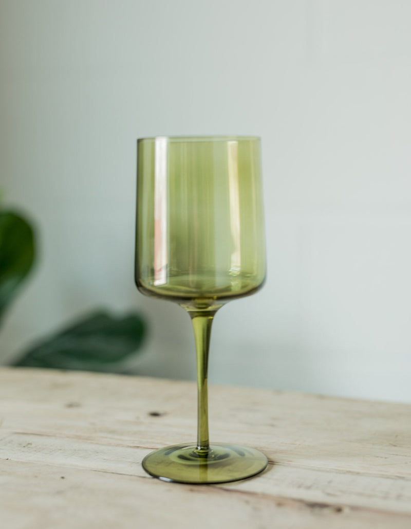 Olive Mid-Century Wine Glass