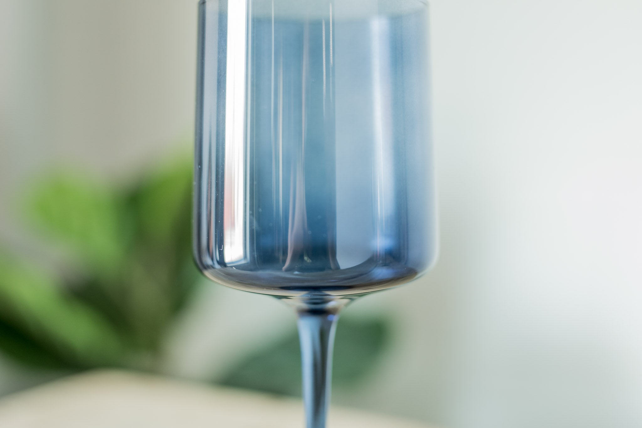 Bryce Cerulean Blue Clear Square Stem Wine Goblets, Vintage Mid