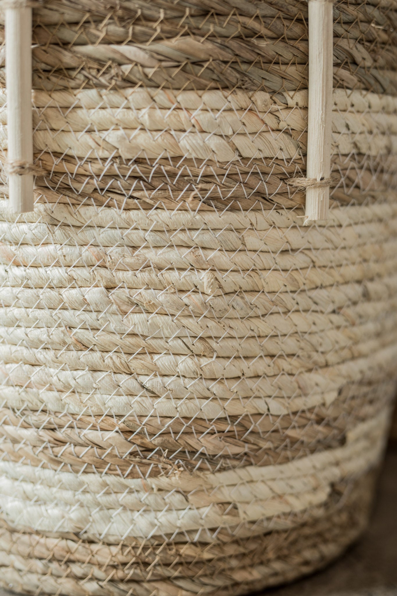 Two-Toned Natural Round Basket