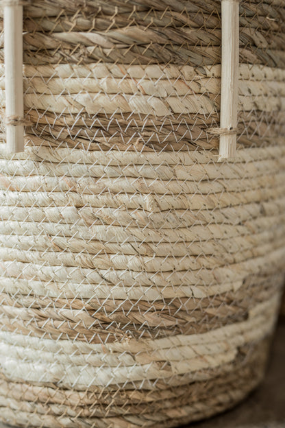 Two-Toned Natural Round Basket