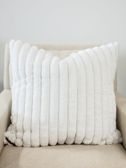 Dreams Square Faux Fur Channel Pillow