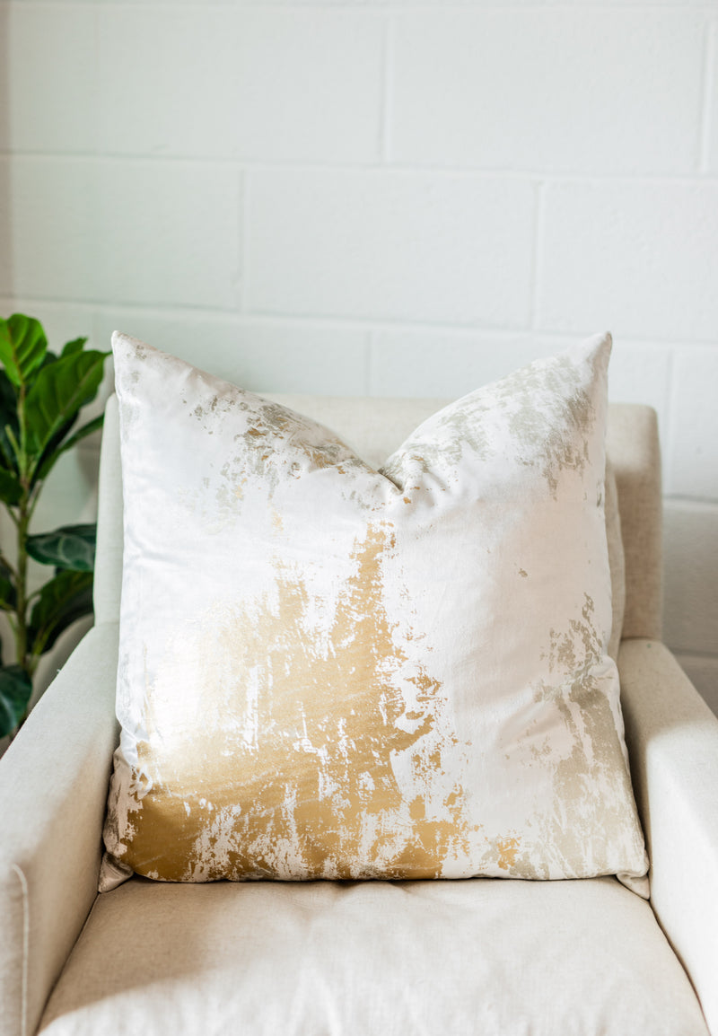 Roxy Distressed Gold Square Pillow