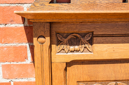 Floral Carved Oak Bed