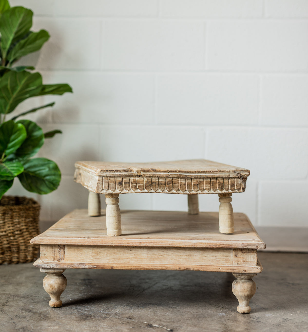 Found Wood Indian Dining Table Pedestal