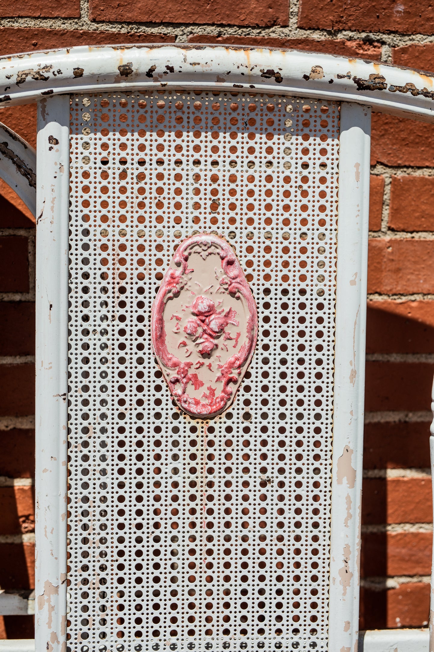 Distressed Painted White Metal Bed