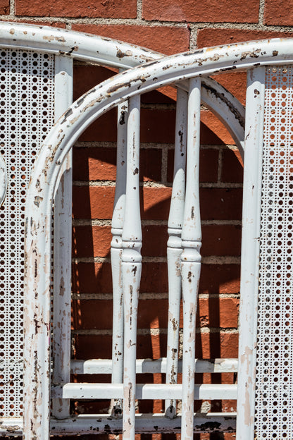 Distressed Painted White Metal Bed
