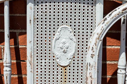 Distressed Painted White Metal Bed