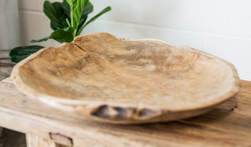 Live Edge Organic Teak Wood Bowl