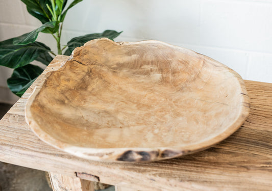 Live Edge Organic Teak Wood Bowl