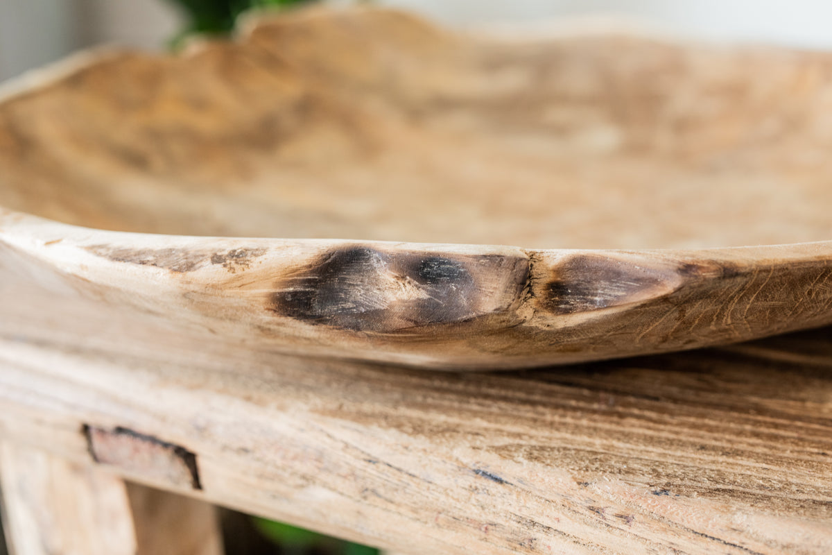 Live Edge Organic Teak Wood Bowl