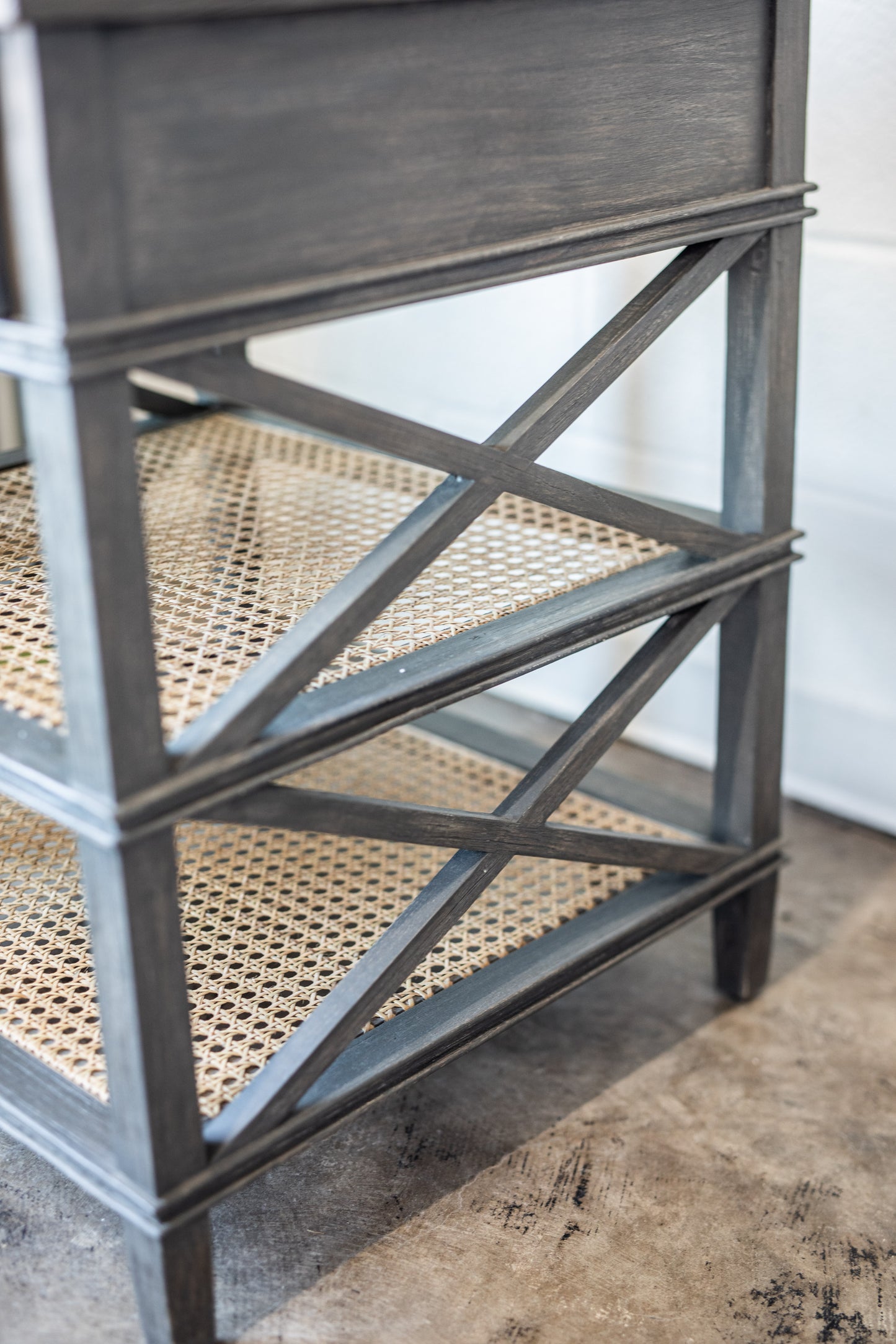 Reid Charcoal Wood & Cane Nightstand