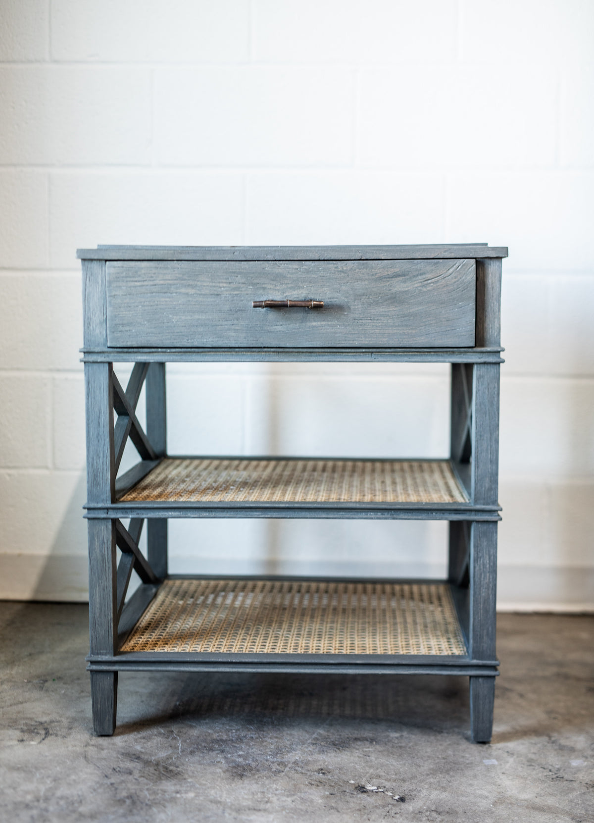 Reid Charcoal Wood & Cane Nightstand