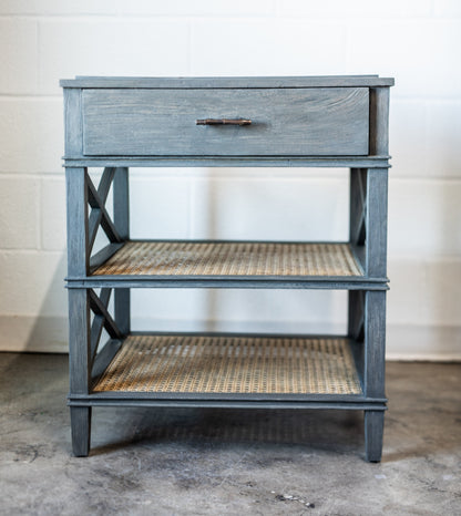 Reid Charcoal Wood & Cane Nightstand