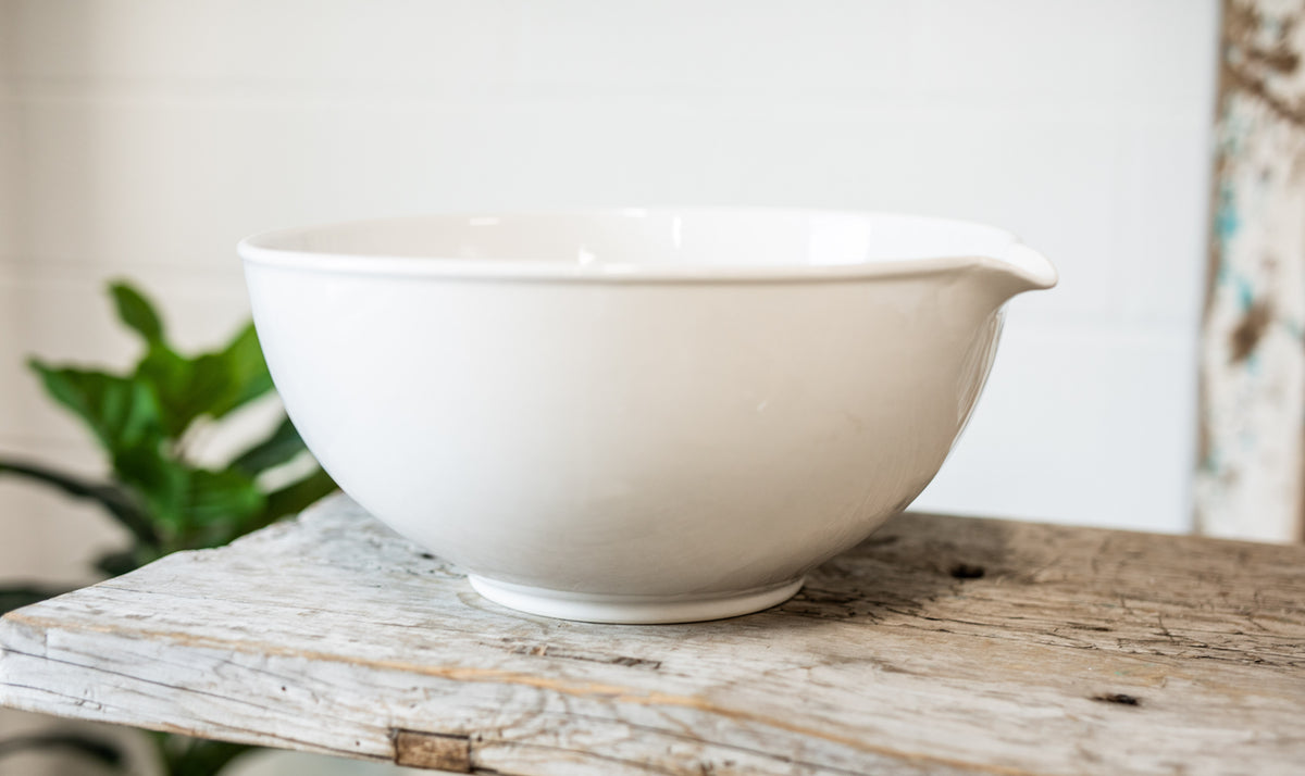 Large White Stoneware Batter Bowl