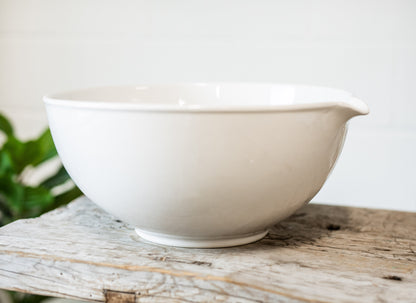 Large White Stoneware Batter Bowl