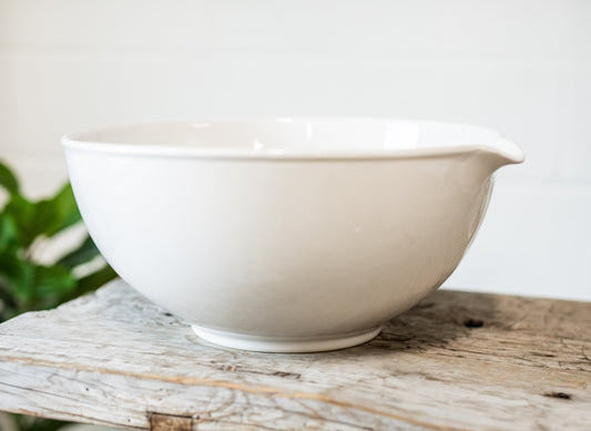 Large White Stoneware Batter Bowl