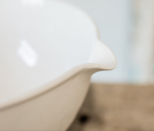 Large White Stoneware Batter Bowl